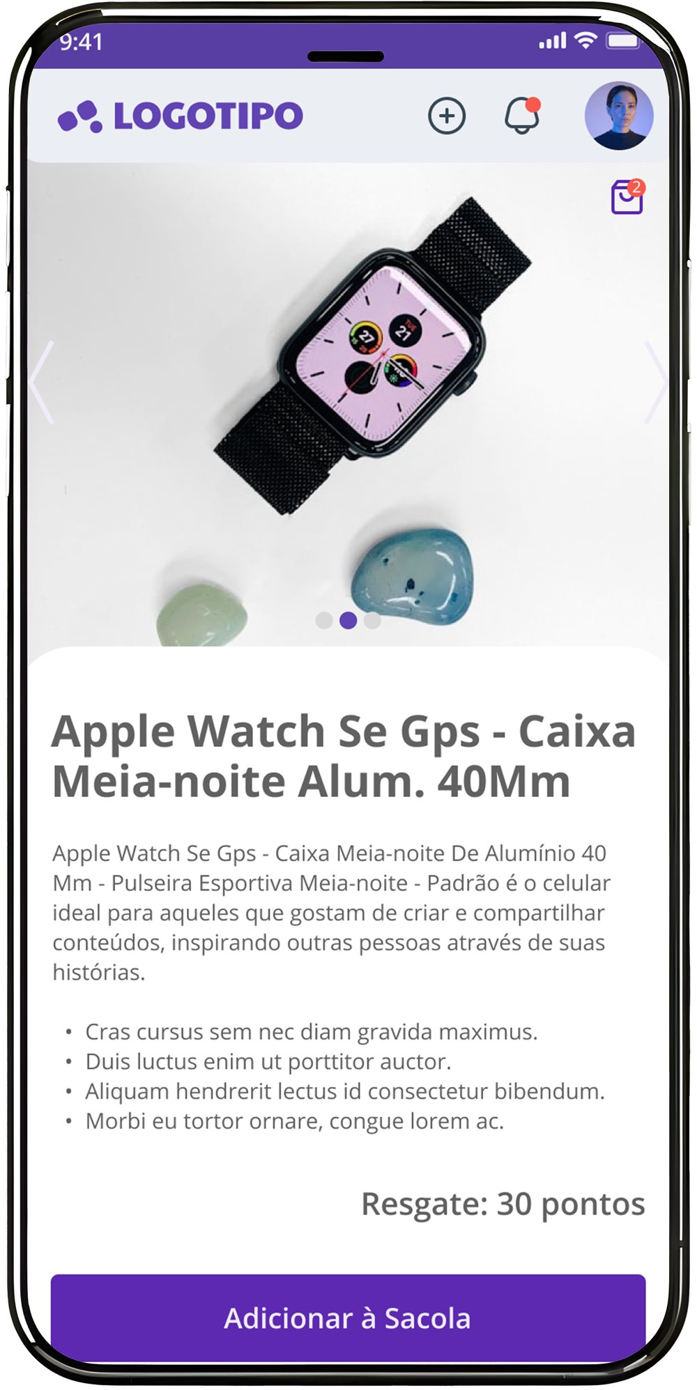 Imagem do aplicativo mostrando produto ou prêmio